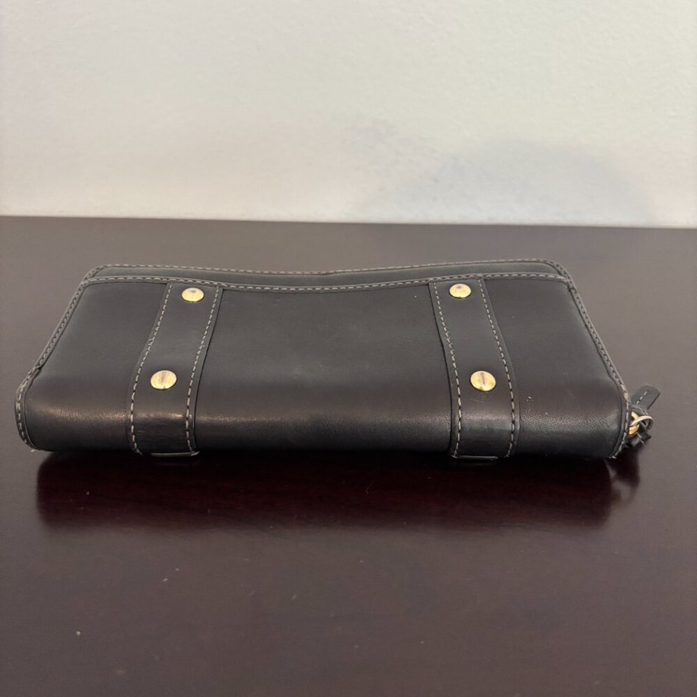 Coach Zoe Black Leather Zip Around Accordion Wallet - Picture 5 of 8